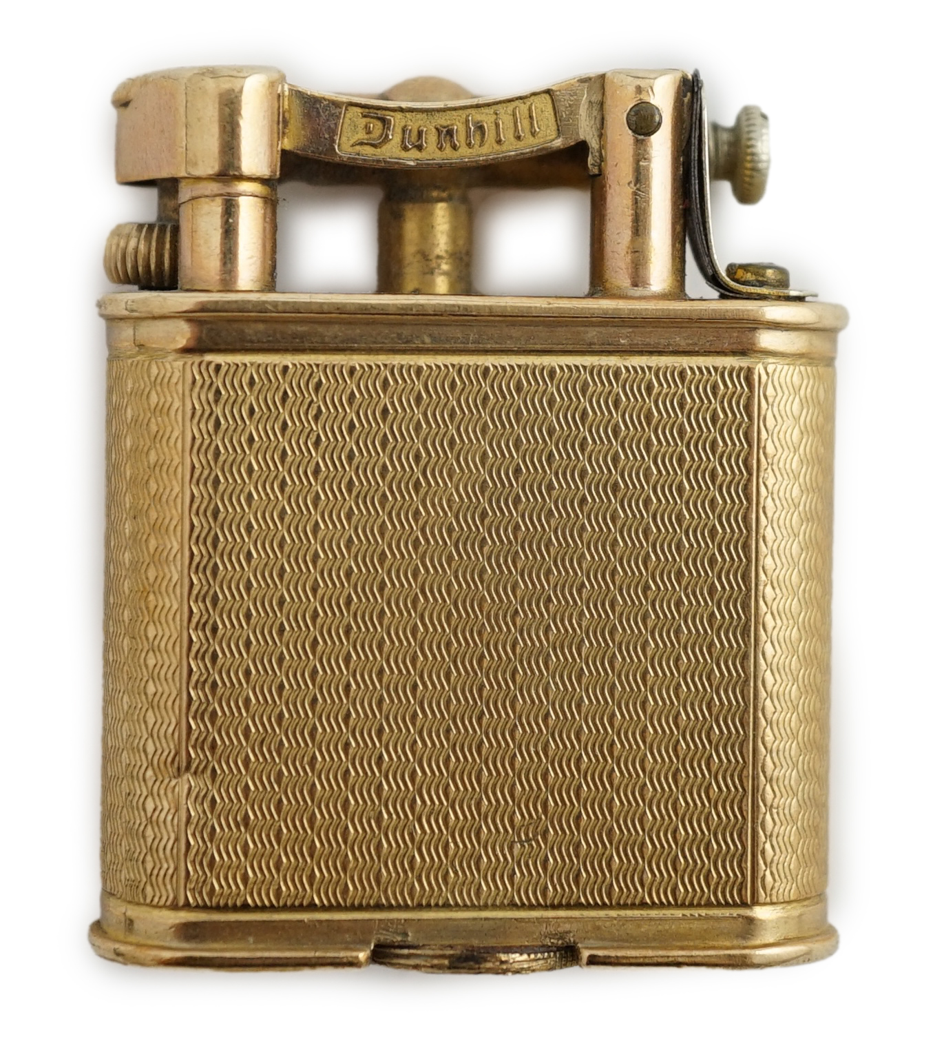 A George V engine turned 9ct gold cased Dunhill lighter